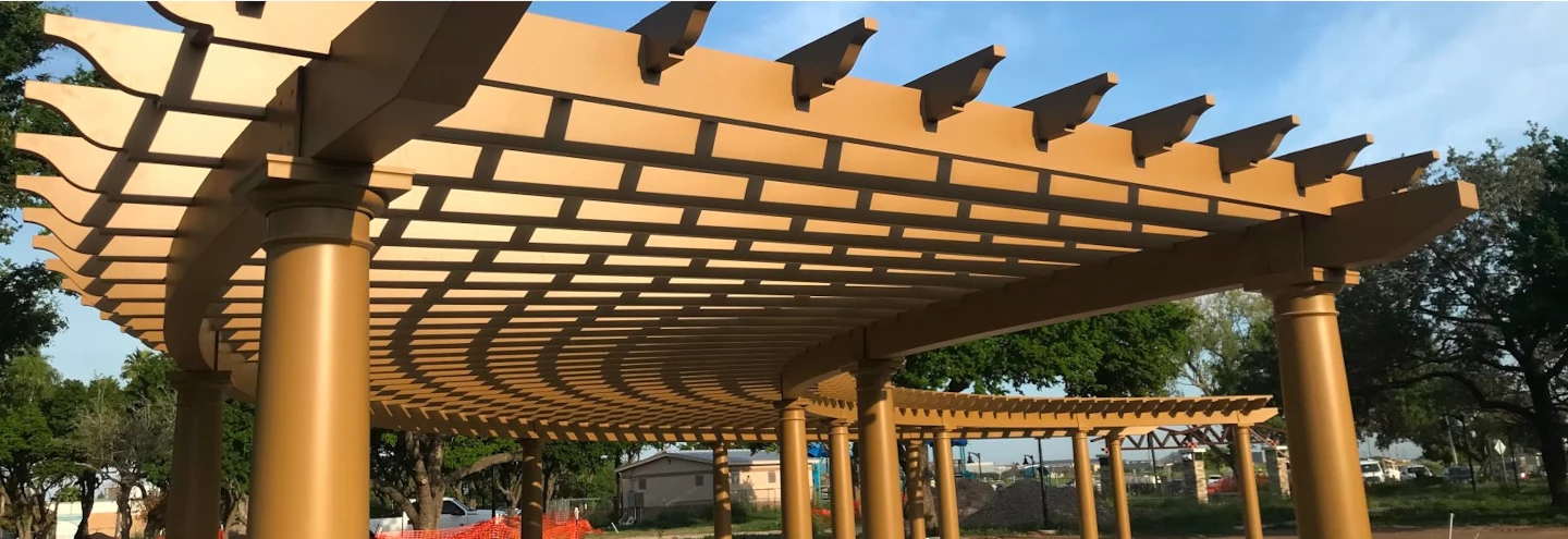 Curved fiberglass pergola